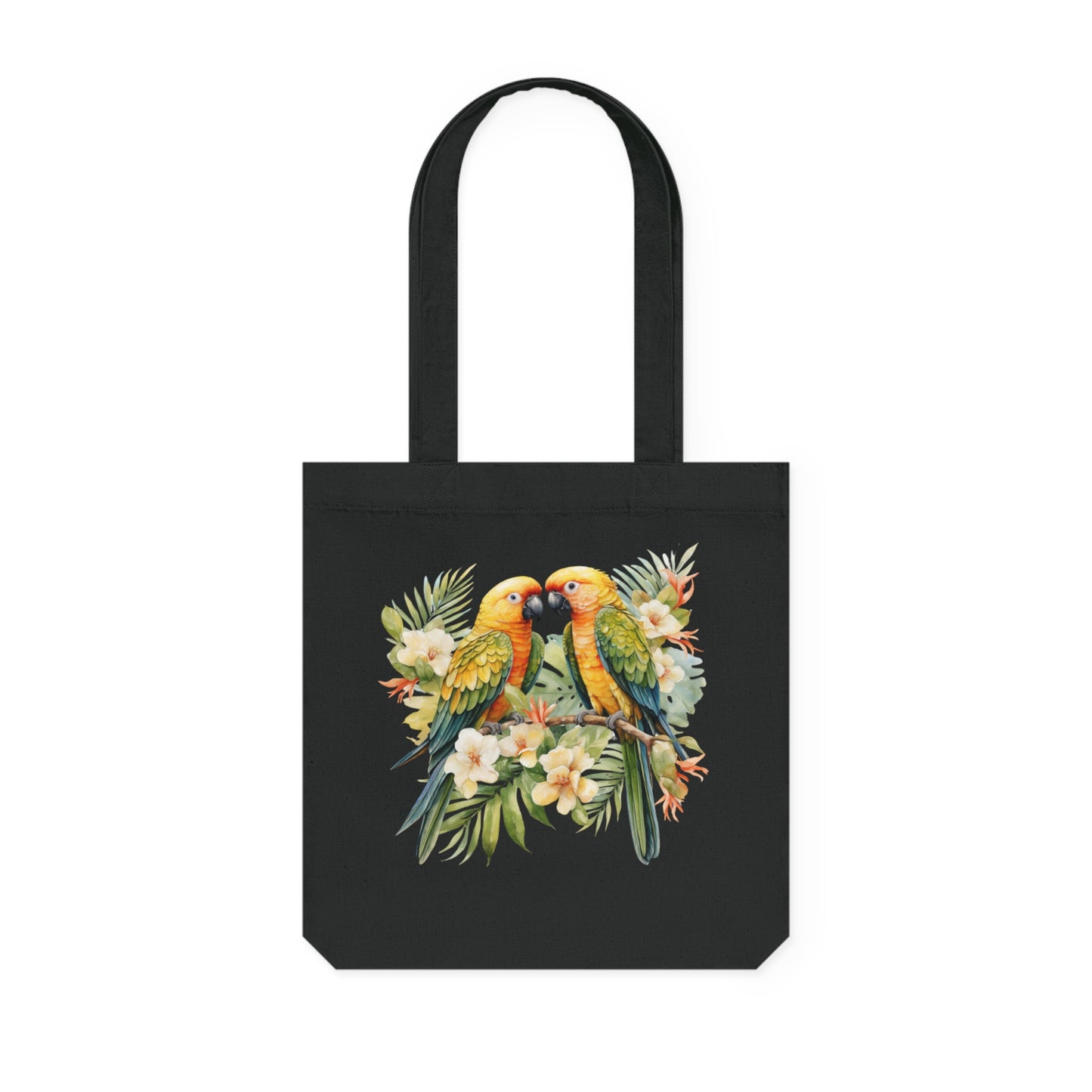Tropical Birds Yellow - Woven Tote Bag