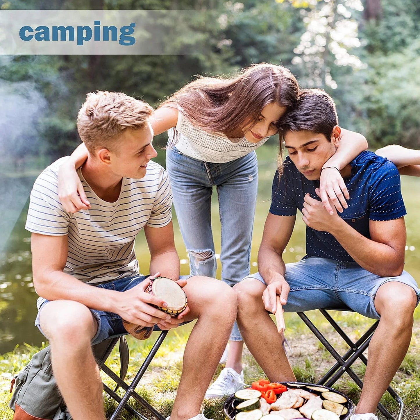 Portable Folding Camping Stool, Lightweight Outdoor Chair for Adults 