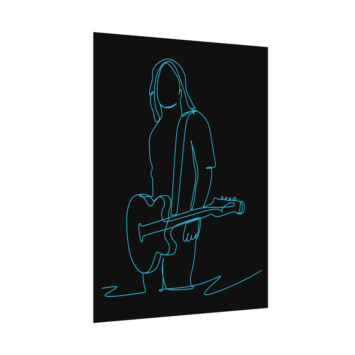 Guitarist Line Drawing - Rolled Poster