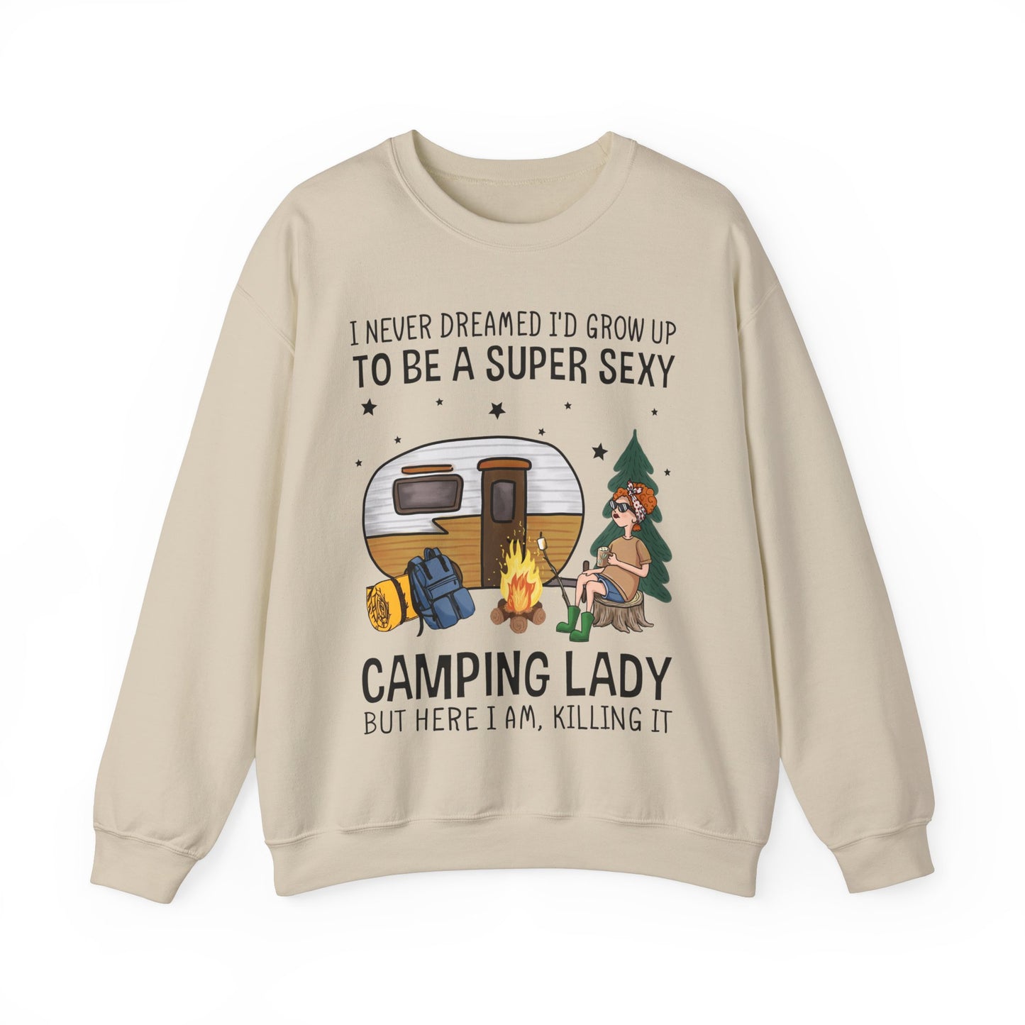 Super Sexy Camping Lady - Heavy Blend™ Crewneck Sweatshirt