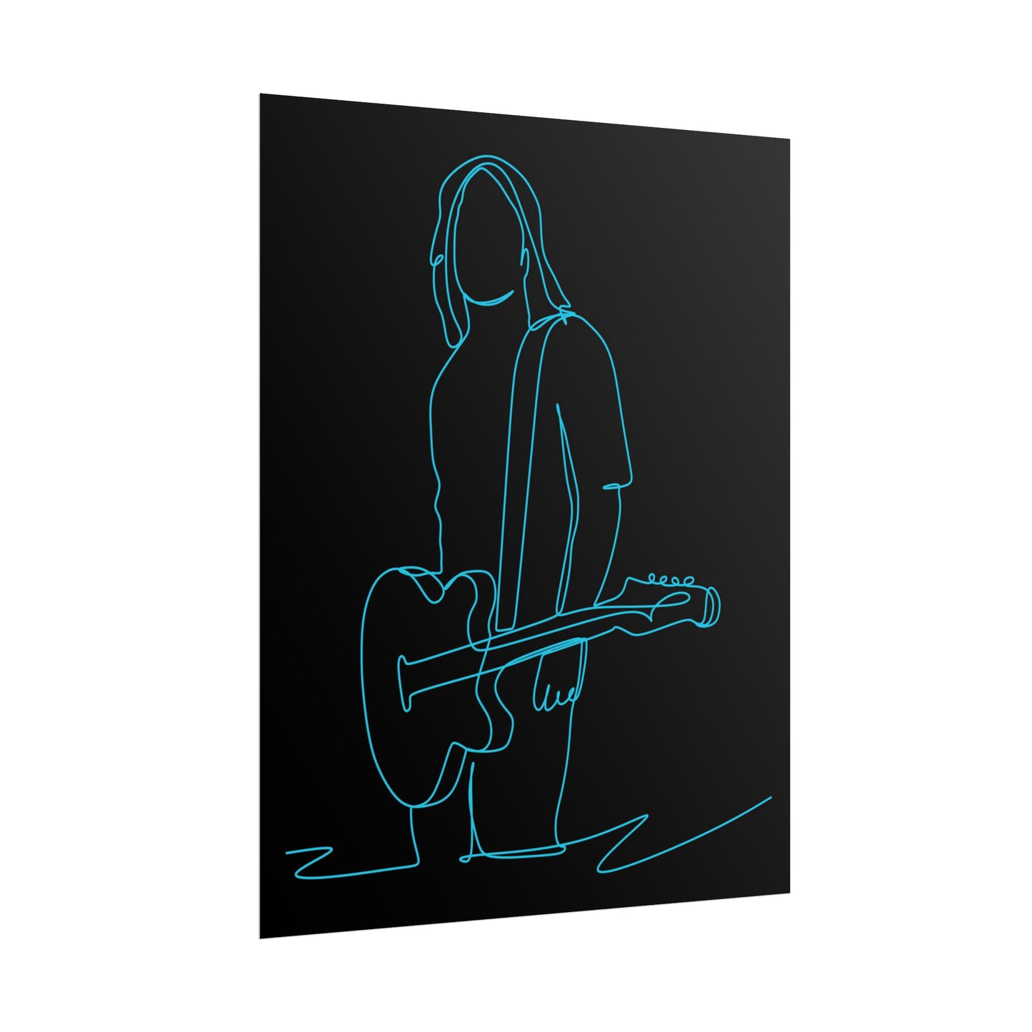 Guitarist Line Drawing - Rolled Poster