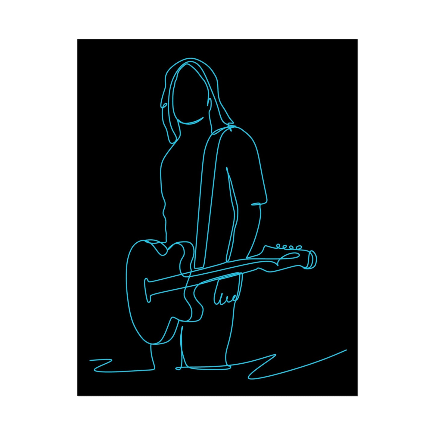 Guitarist Line Drawing - Rolled Poster
