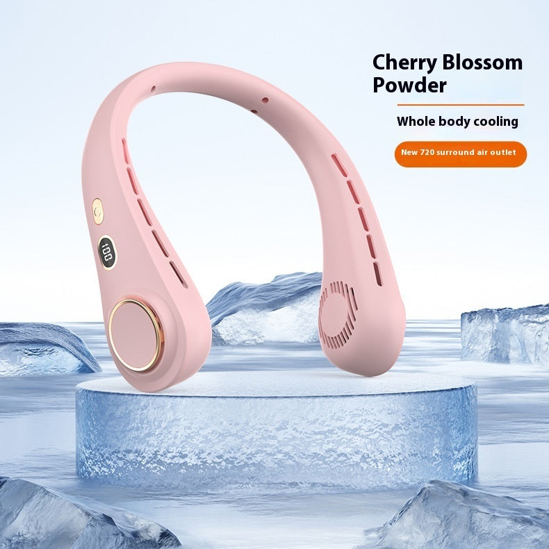 Portable Leaf-free Digital Display Neck Fan