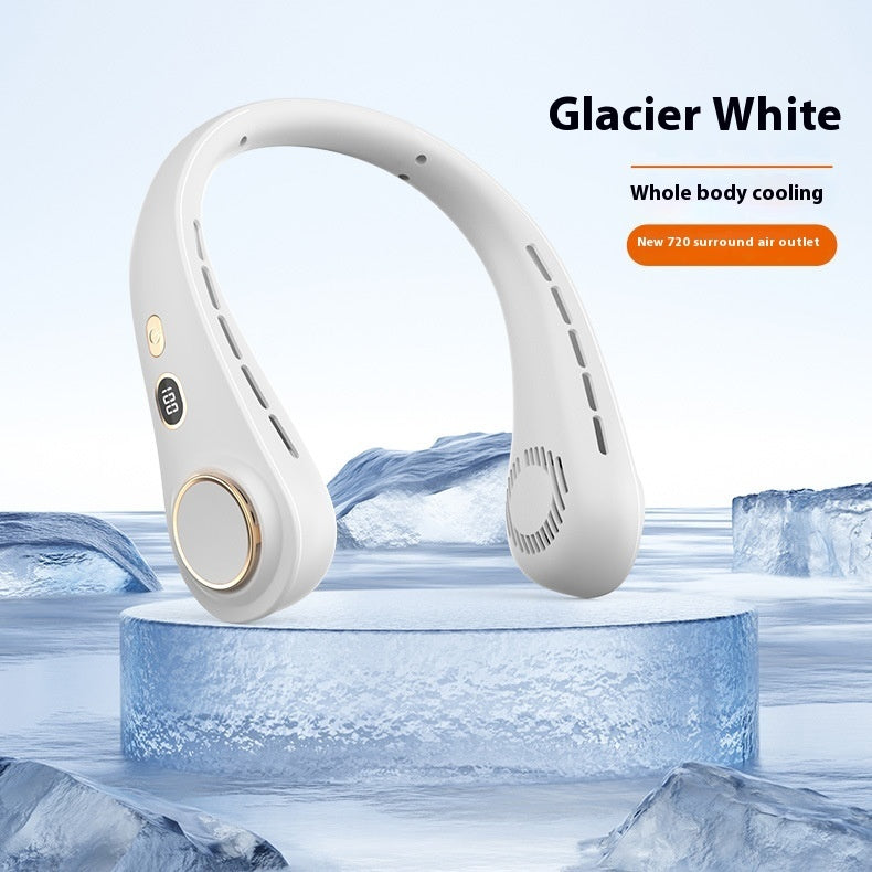 Portable Leaf-free Digital Display Neck Fan