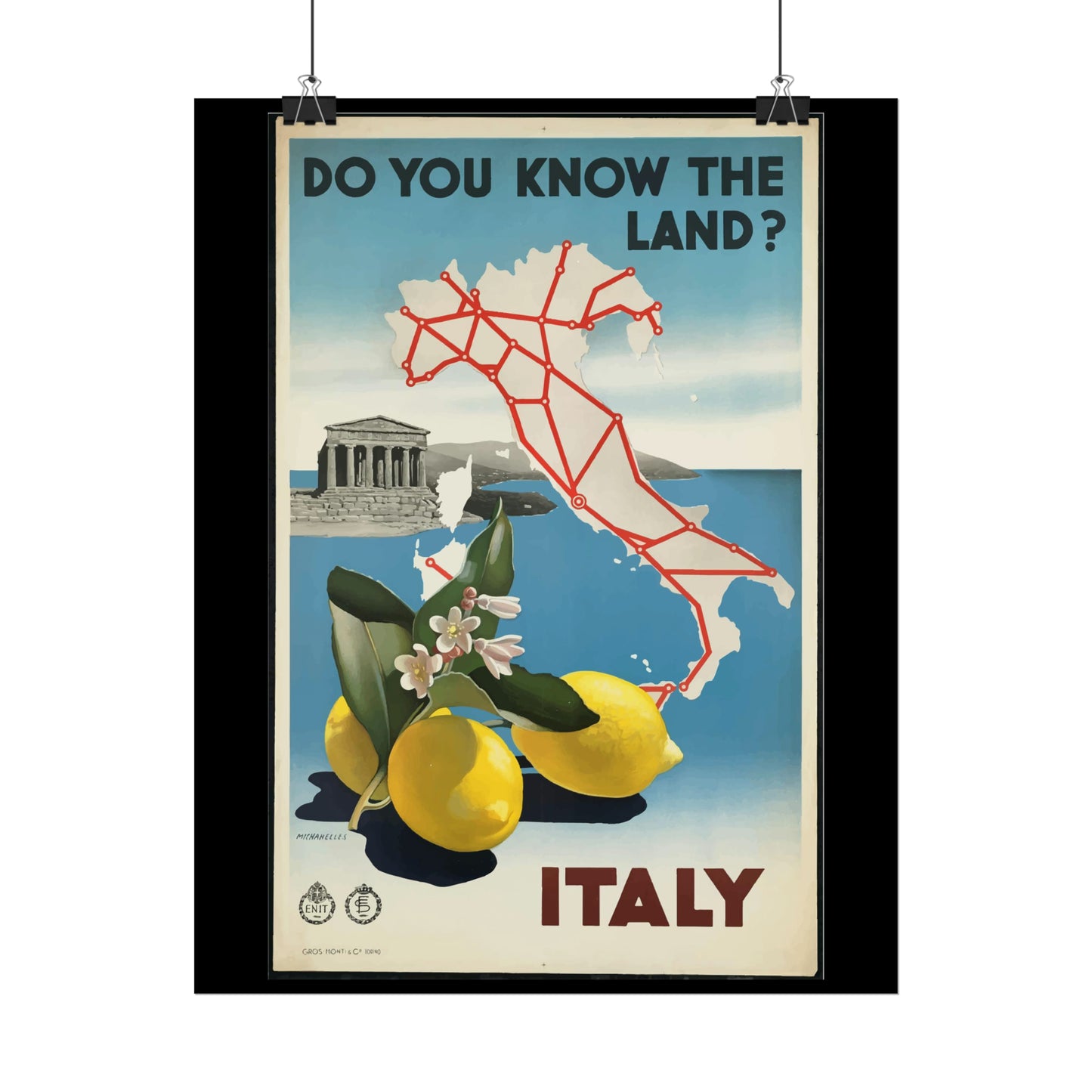 Vintage Travel Poster - Italy - Rolled Poster
