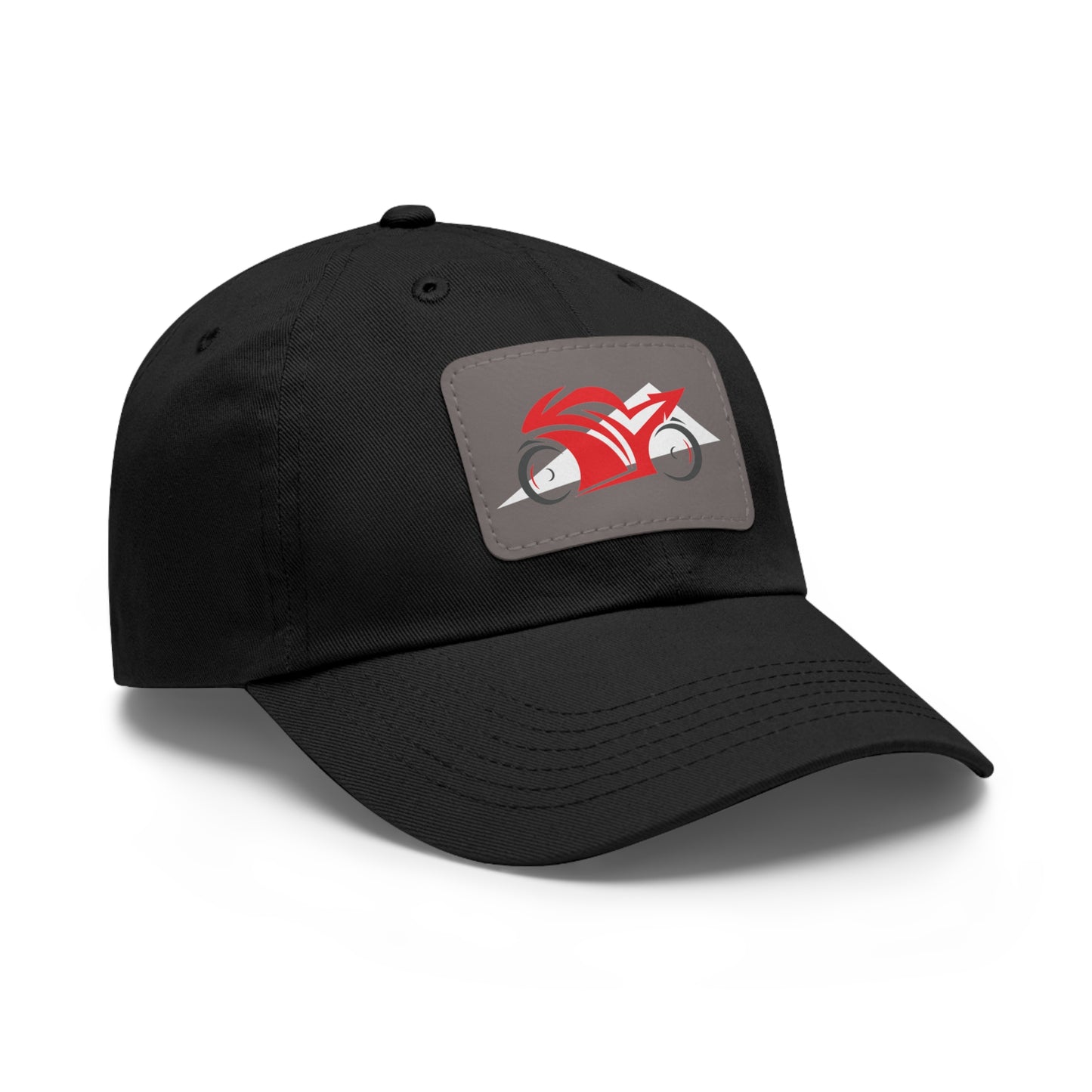 Red Sportbike - Hat with Rectangle Leather Patch