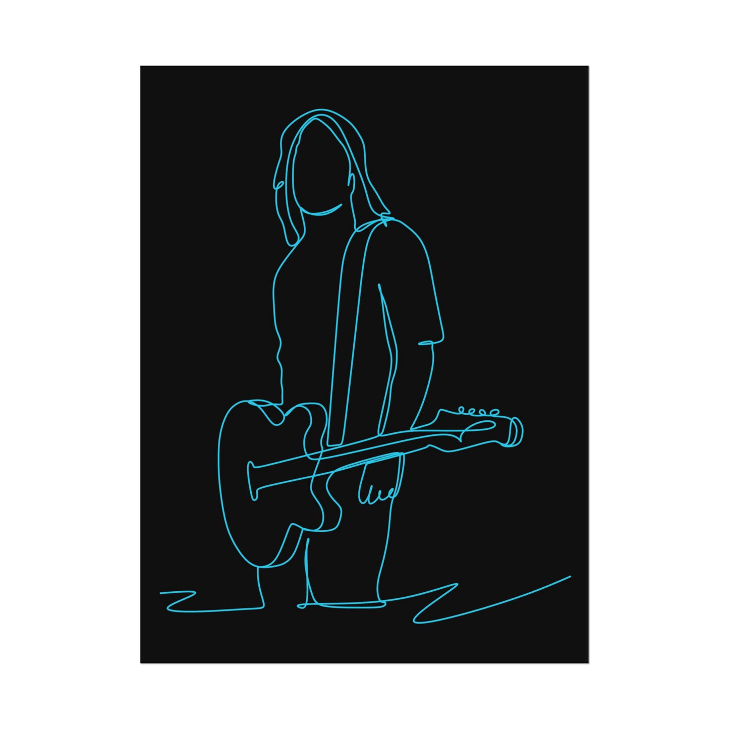 Guitarist Line Drawing - Rolled Poster