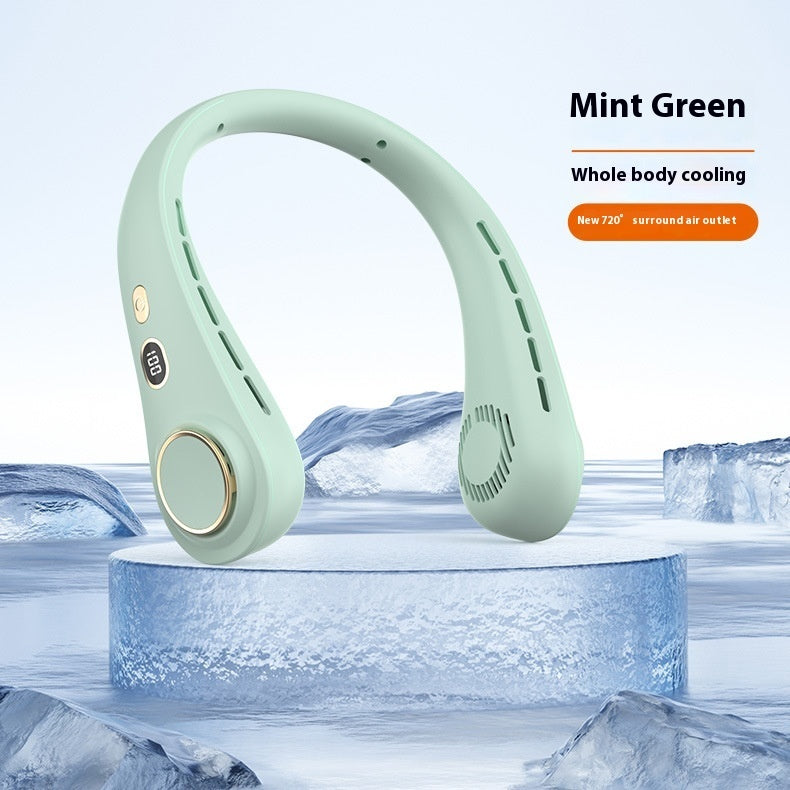 Portable Leaf-free Digital Display Neck Fan