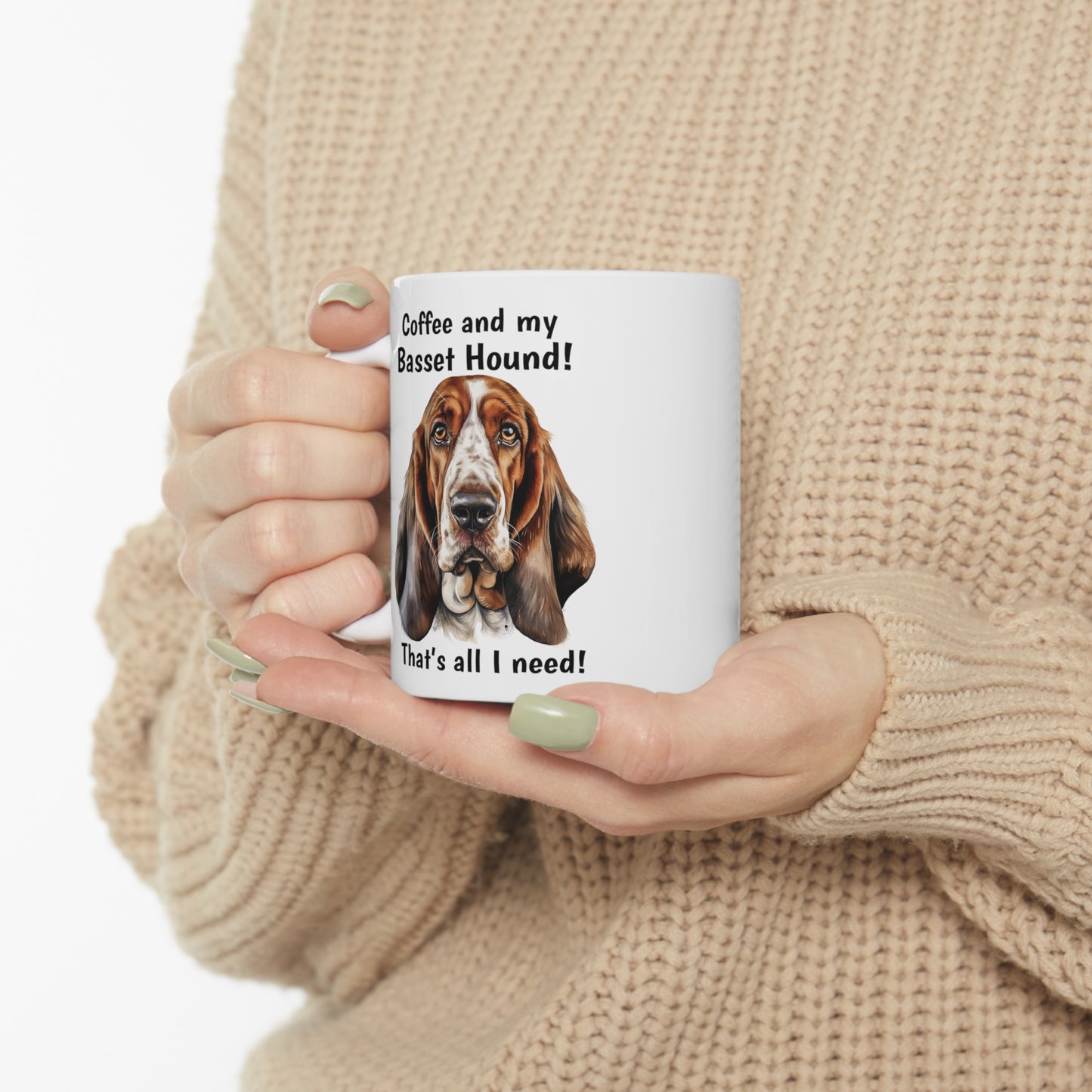 Coffee and My Basset Hound - Ceramic Mug 11oz