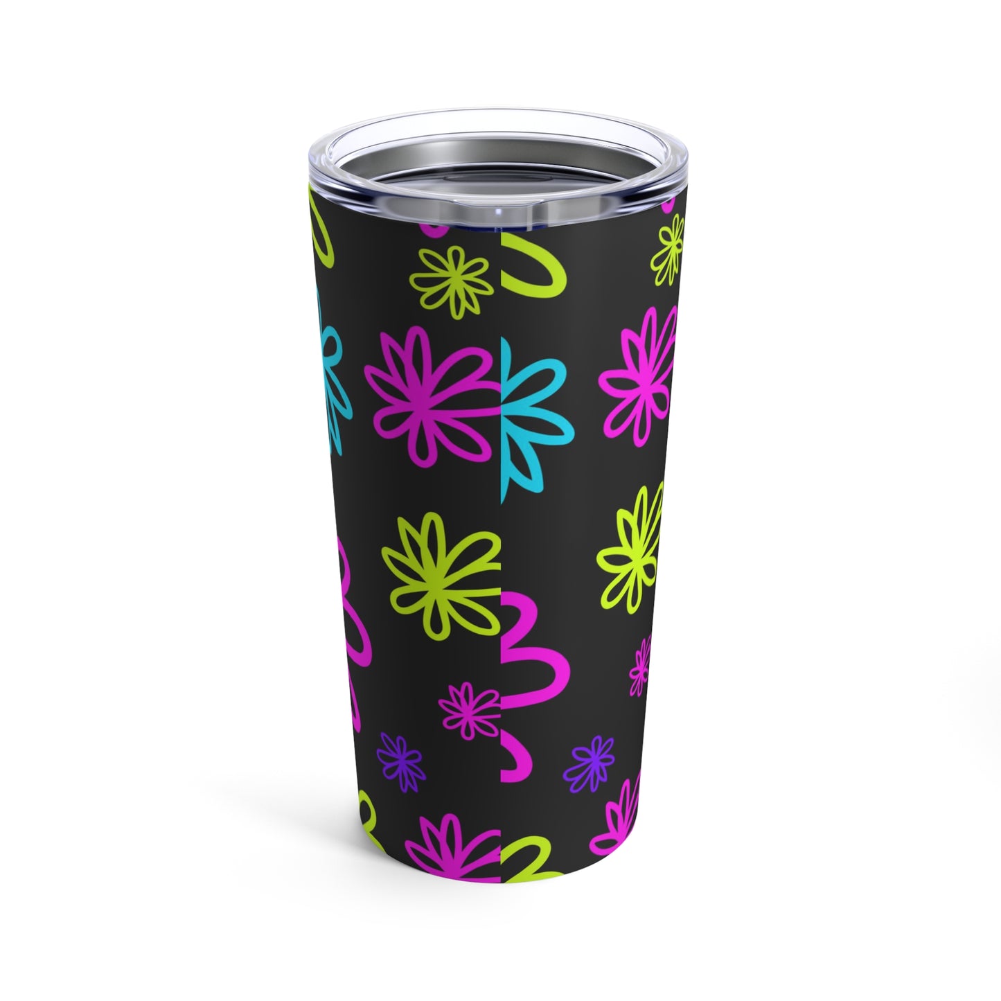 Flourescent Floral Black - Tumbler 20oz