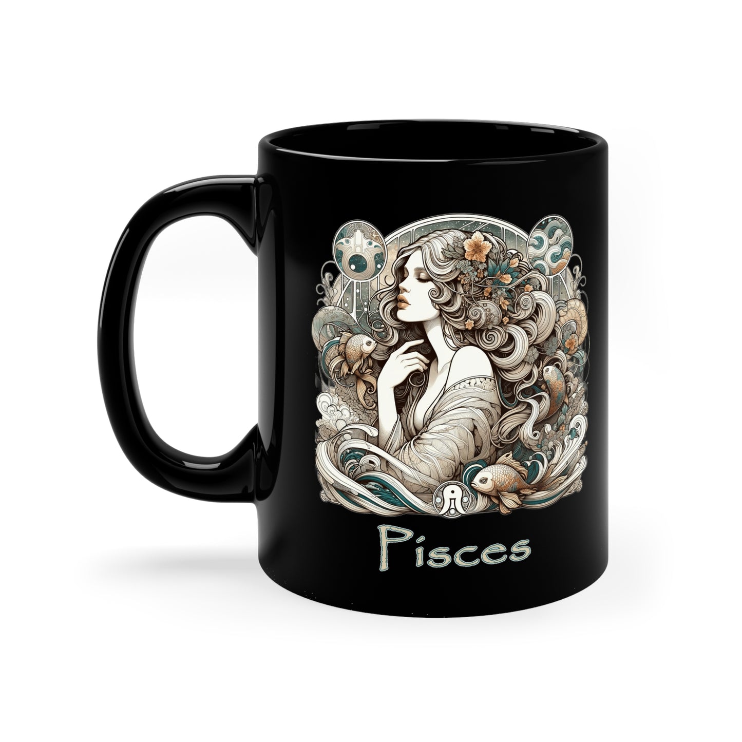 Pisces Elegant - 11oz Black Mug