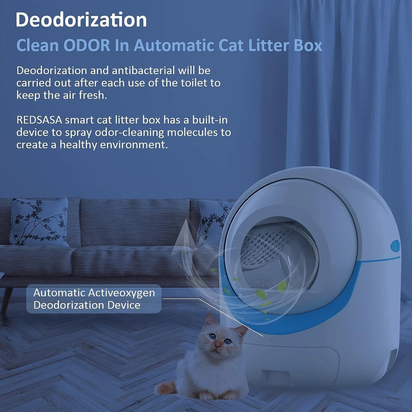 Automatic Self Cleaning Cat Litter Box with App Control Support Wifi, Intelligent Radar Smart Auto Litter Box with Liner, Blue