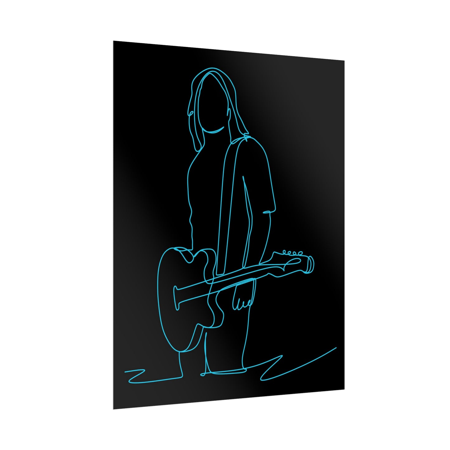 Guitarist Line Drawing - Rolled Poster