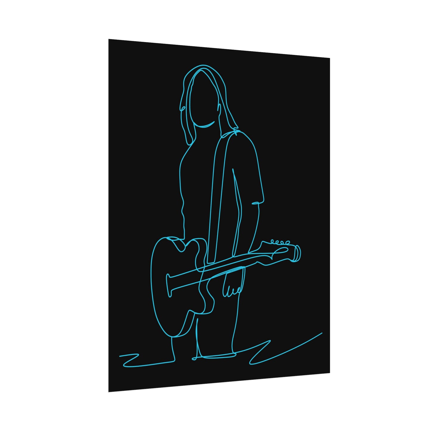 Guitarist Line Drawing - Rolled Poster