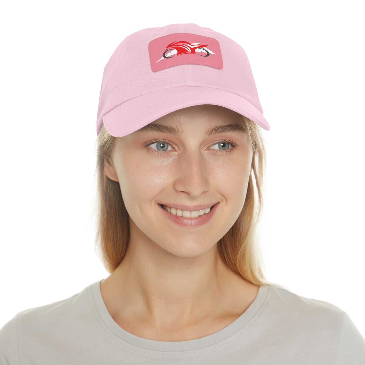 Red Sportbike - Hat with Rectangle Leather Patch