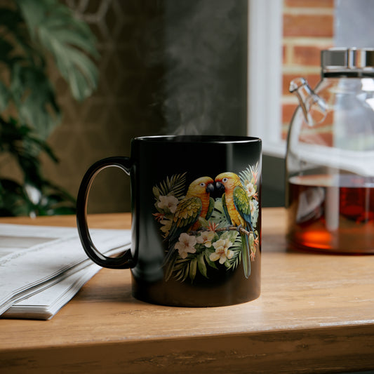Yellow Tropical Birds - 11oz Black Mug