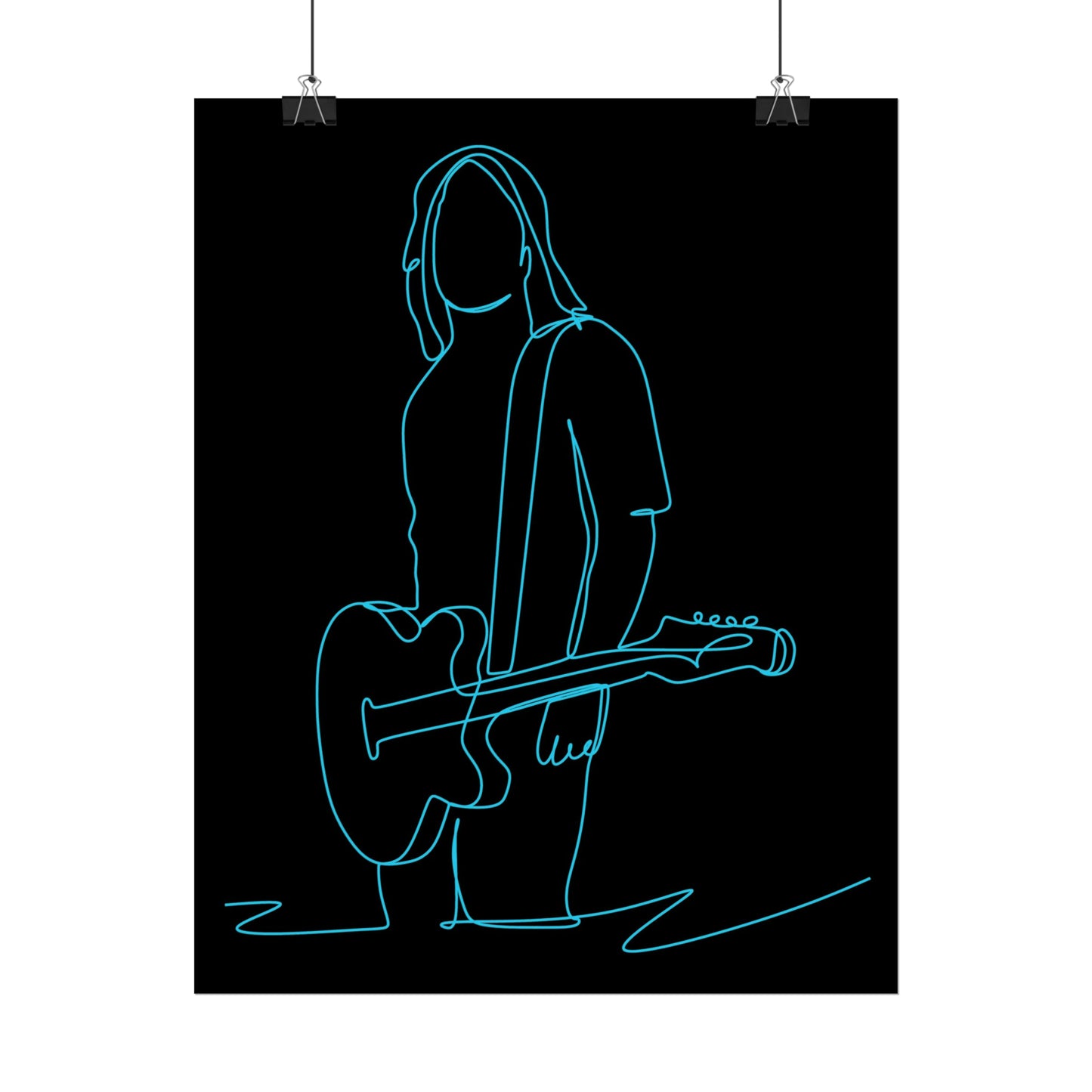 Guitarist Line Drawing - Rolled Poster