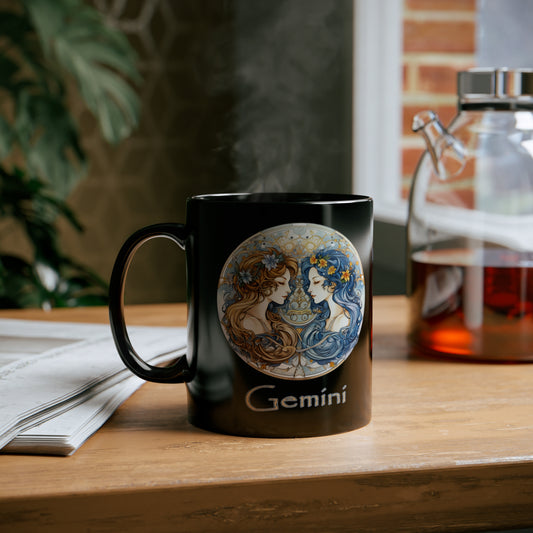 Gemini Elegant - 11oz Black Mug