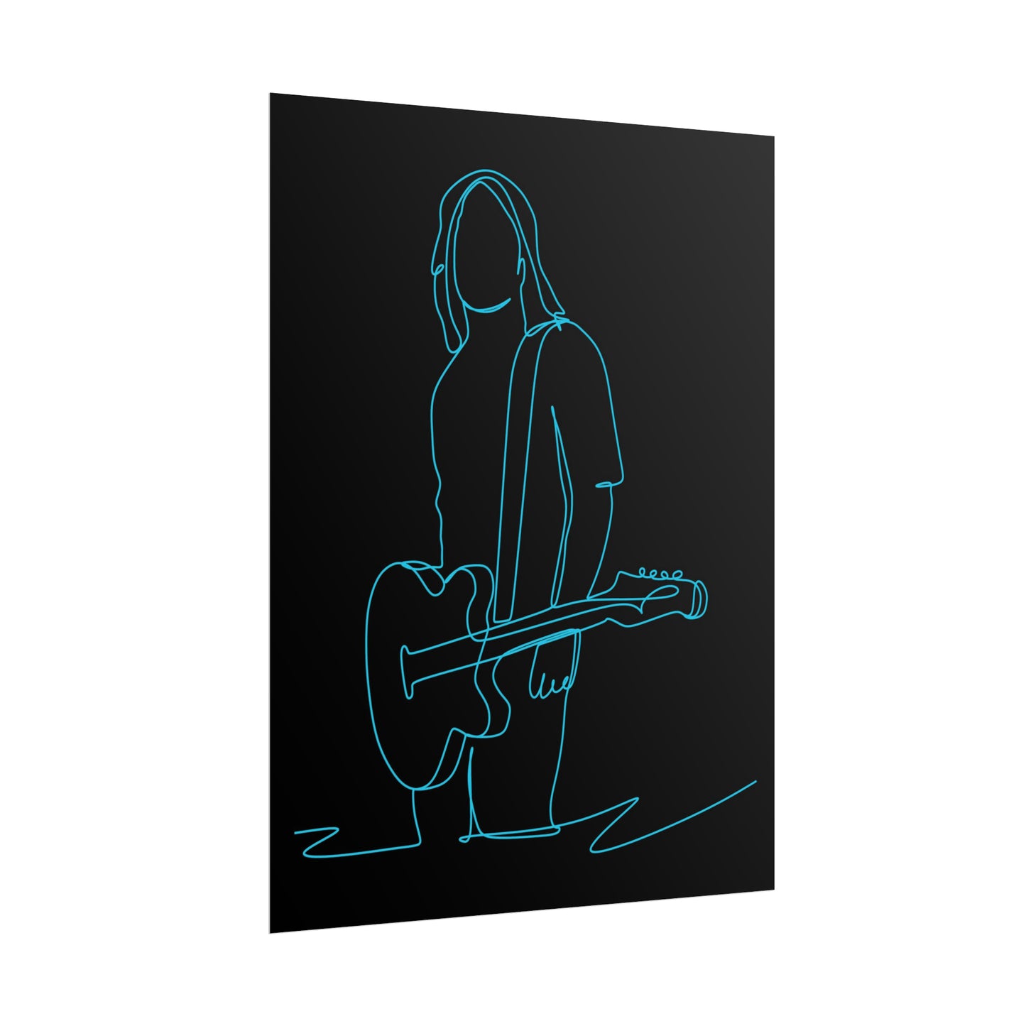 Guitarist Line Drawing - Rolled Poster