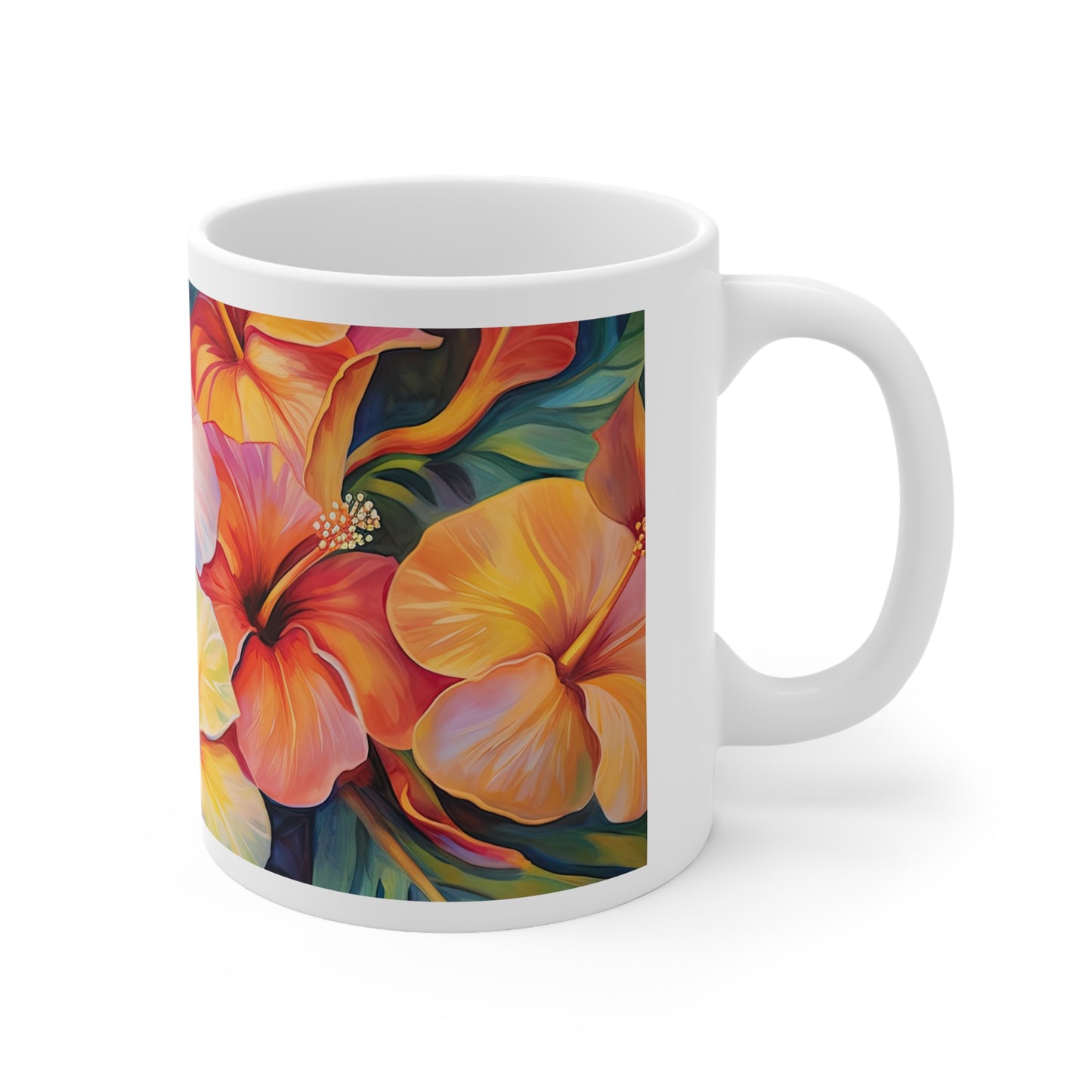 Colorful Hibiscus Flowers - Ceramic Mug 11oz