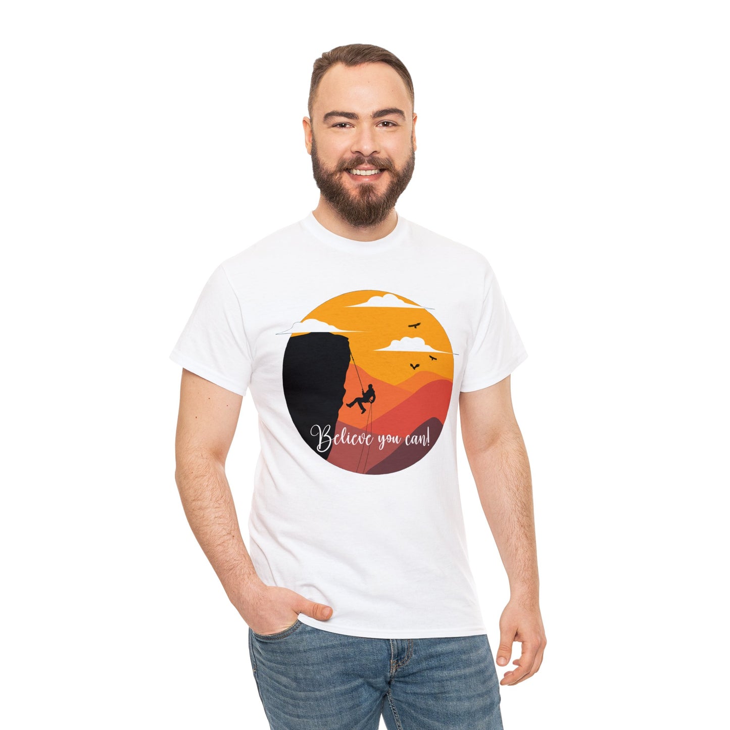 Rock Climbing - Believe You Can - Heavy Cotton Tee