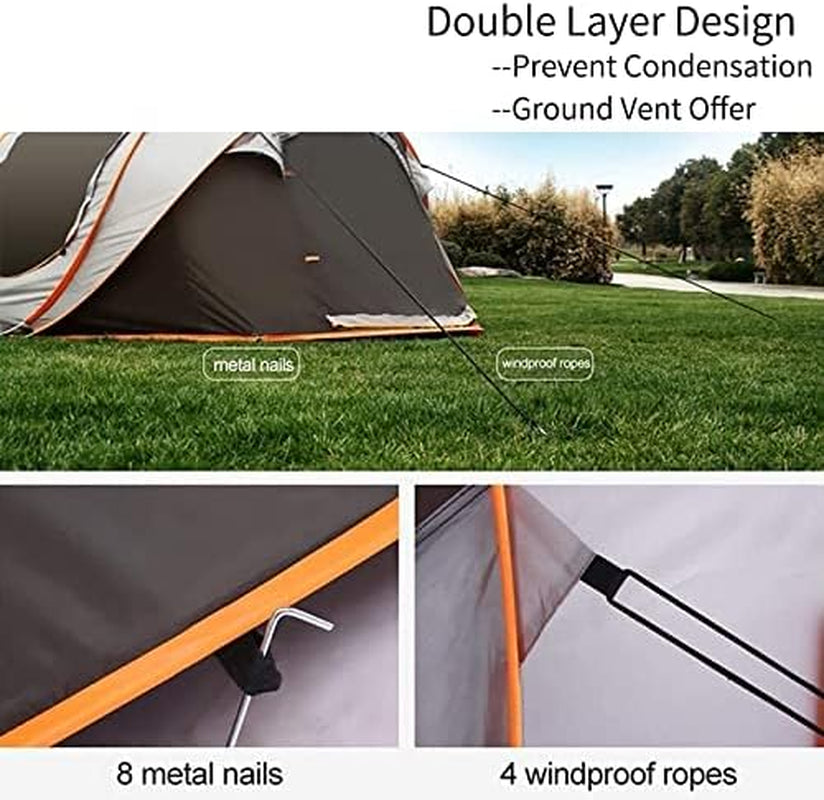 Easy Pop-Up Tent for 4-8 People: Waterproof Instant Family Tent with 2 Doors for Camping, Hiking, and Travel