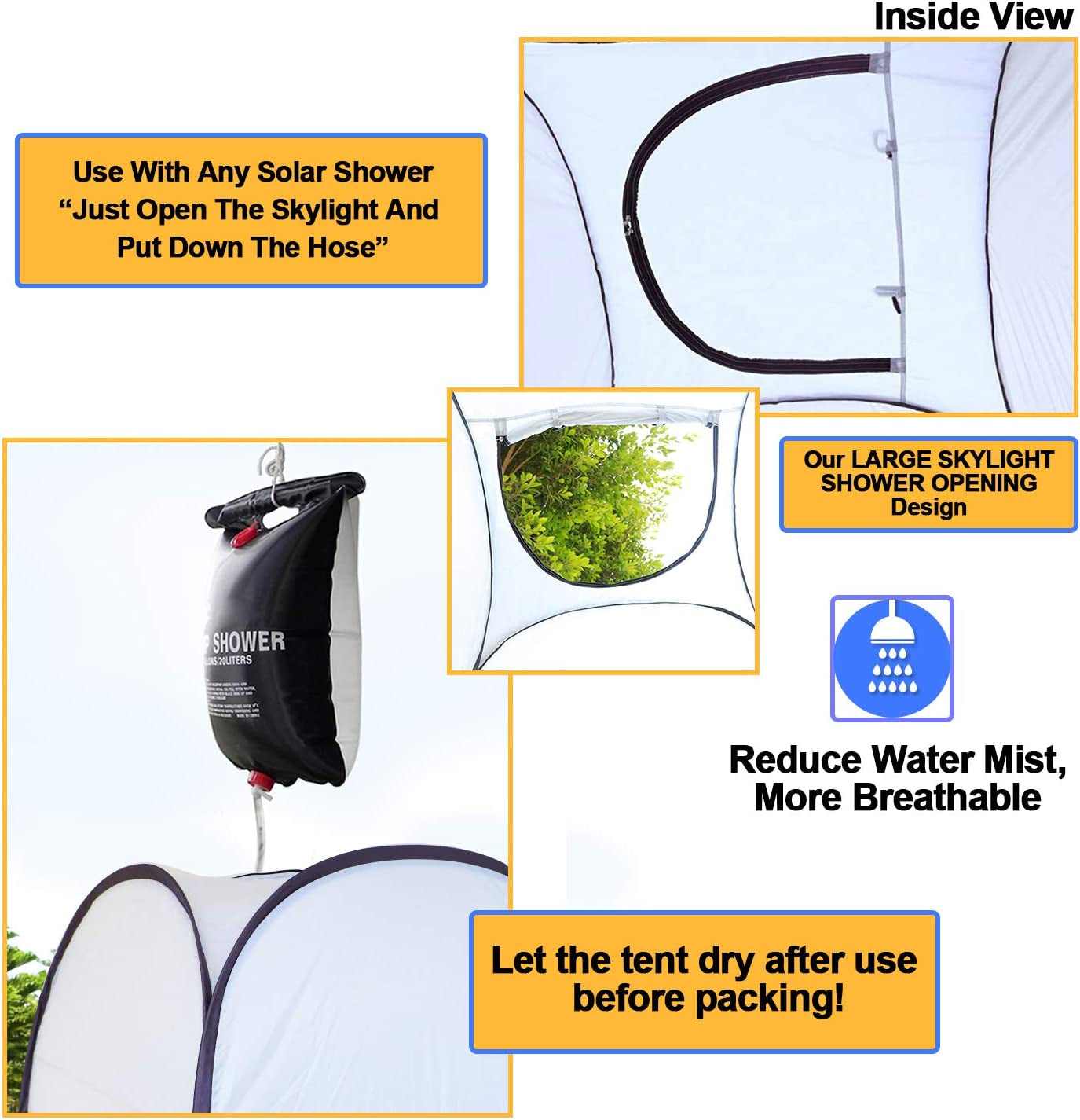 Pop up Shower Tent Dressing Changing Tent Pod Toilet Tent 4' X 4' X 78"(H) Big Size (Blue)