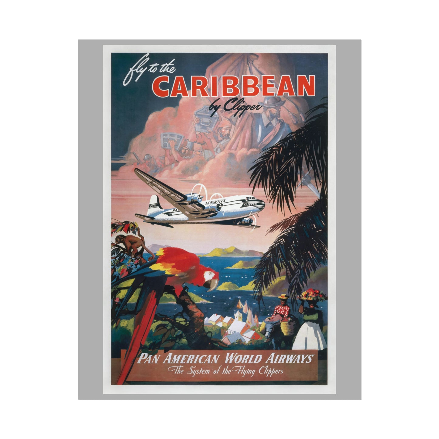 Vintage Travel Poster - Caribbean - Rolled Poster