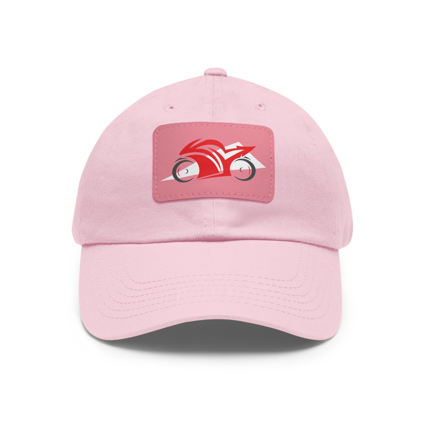 Red Sportbike - Hat with Rectangle Leather Patch