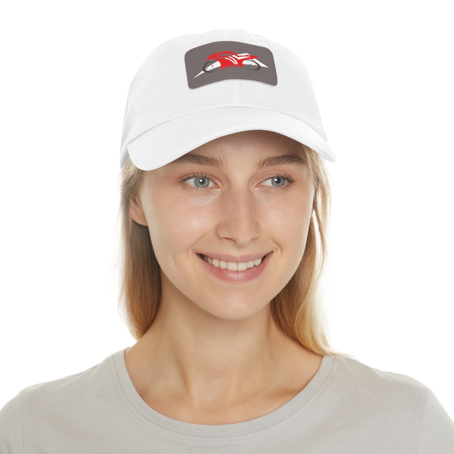 Red Sportbike - Hat with Rectangle Leather Patch