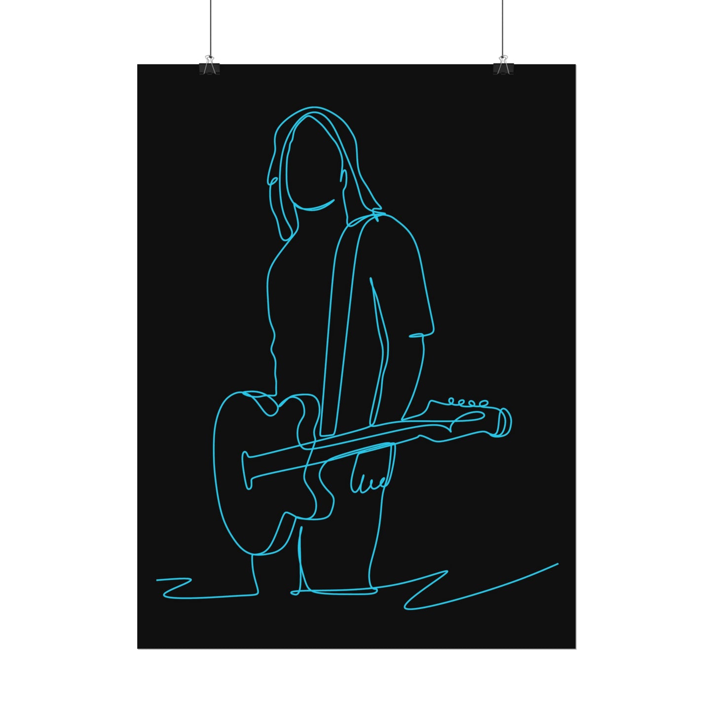 Guitarist Line Drawing - Rolled Poster
