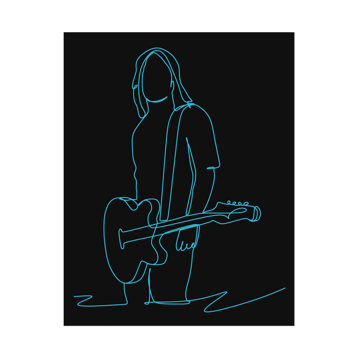 Guitarist Line Drawing - Rolled Poster