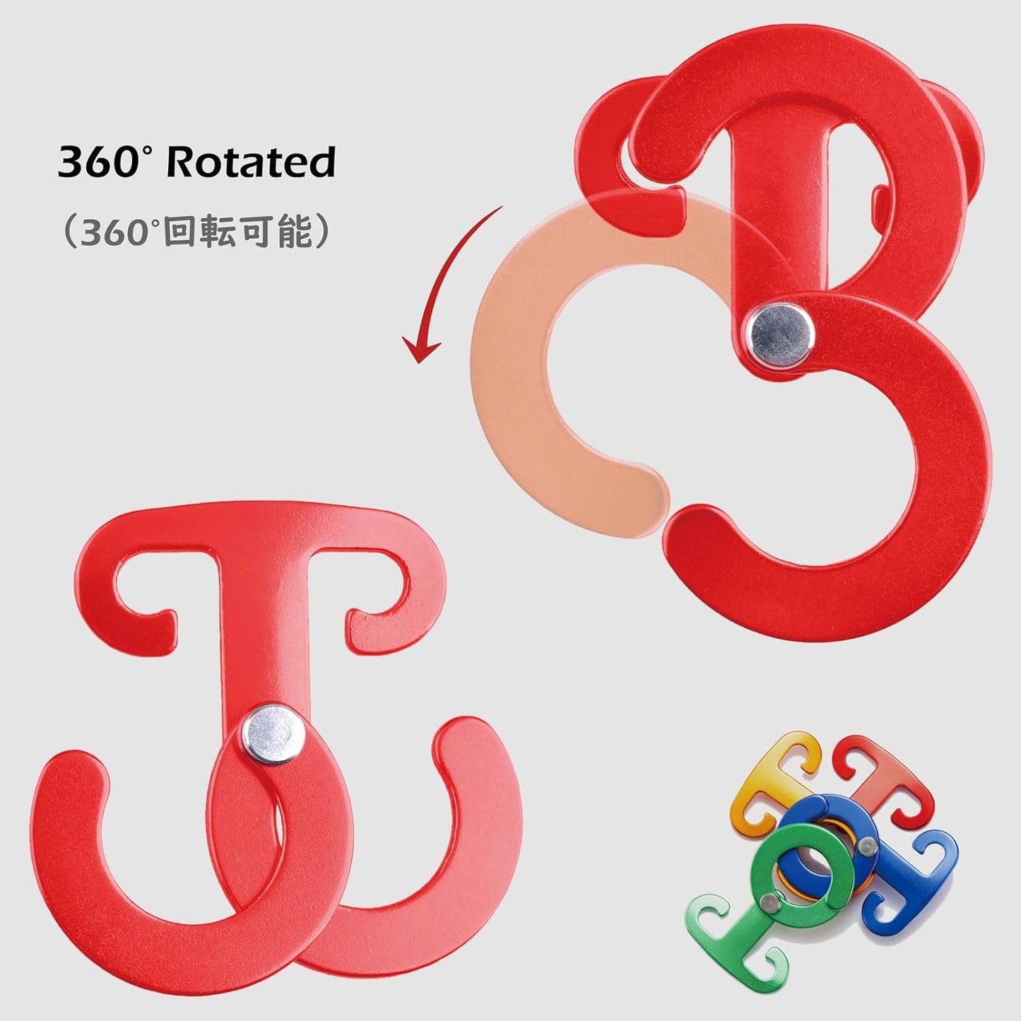 Ultralight Aluminum T-Ring Hooks, Paracord Tension Camp Hooks Guyline Cord Adjuster for Tent Camping Hiking Backpacking Outdoor Activity (Red - 6 Pack)