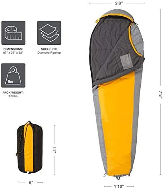 20 Degree and 5 Degree Sleeping Bags; Lightweight, Warm Mummy Sleeping Bag, Camping, Backpacking, Hiking