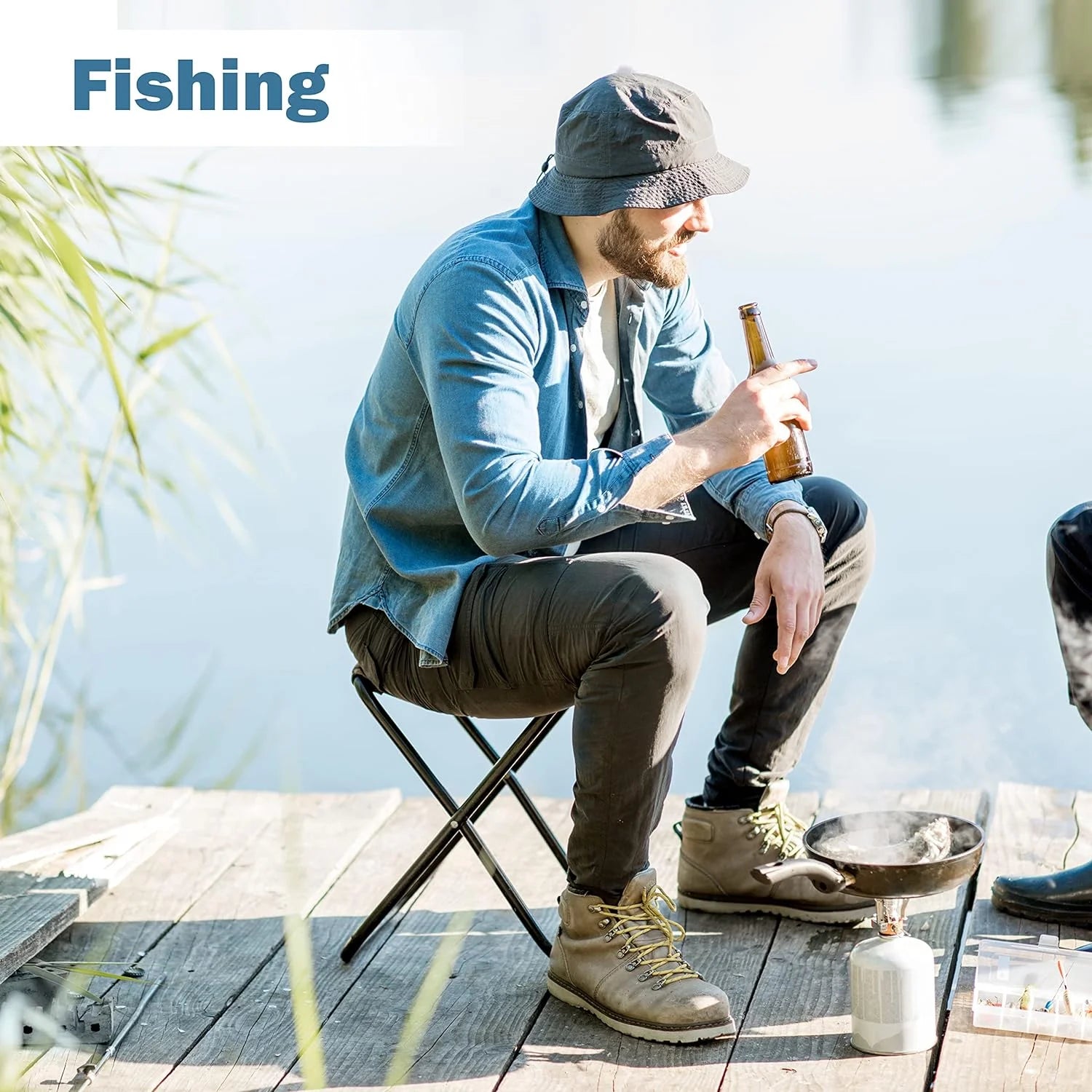 Portable Folding Camping Stool, Lightweight Outdoor Chair for Adults 