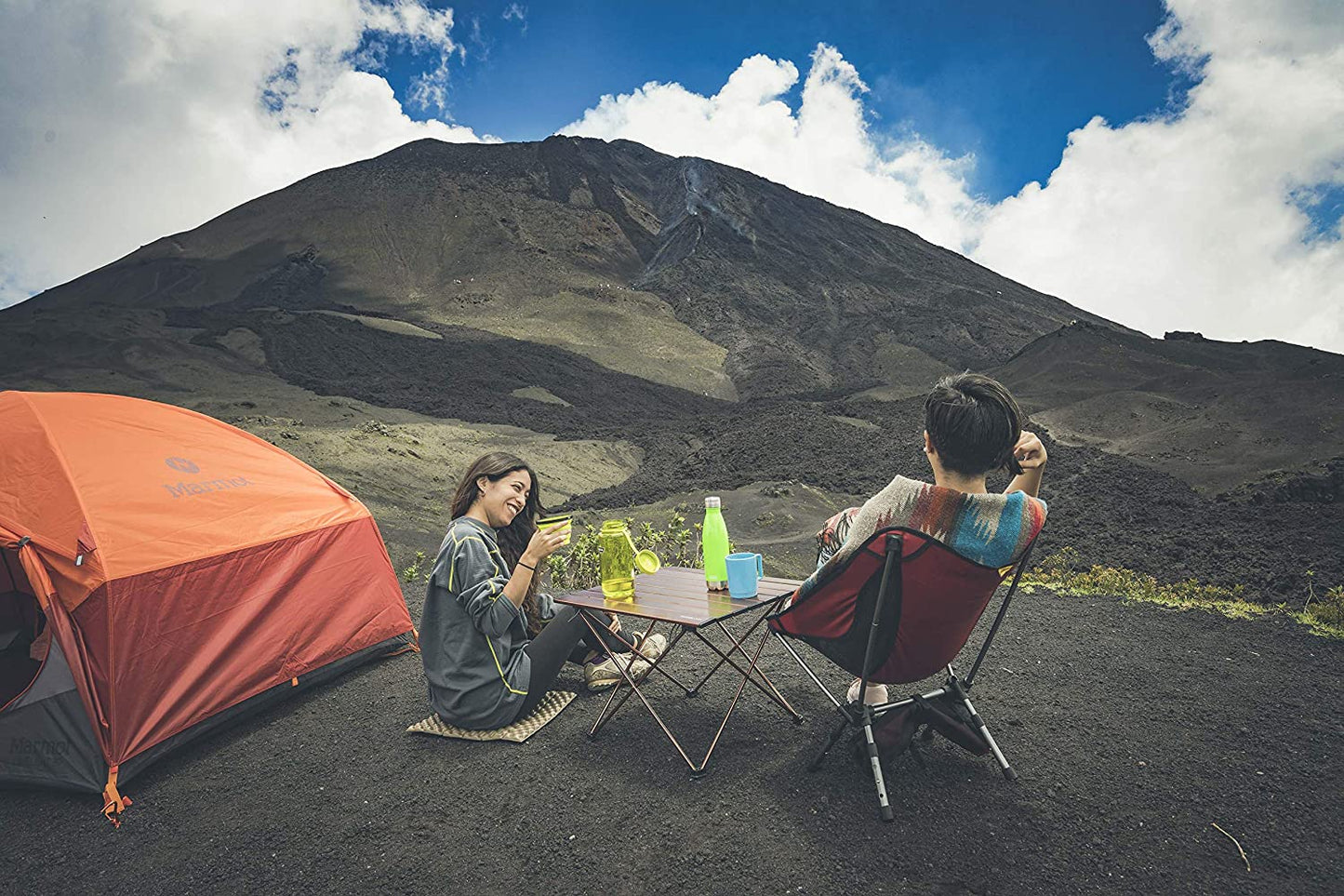 Medium Aluminum Camping Table Brown Foldable Portable