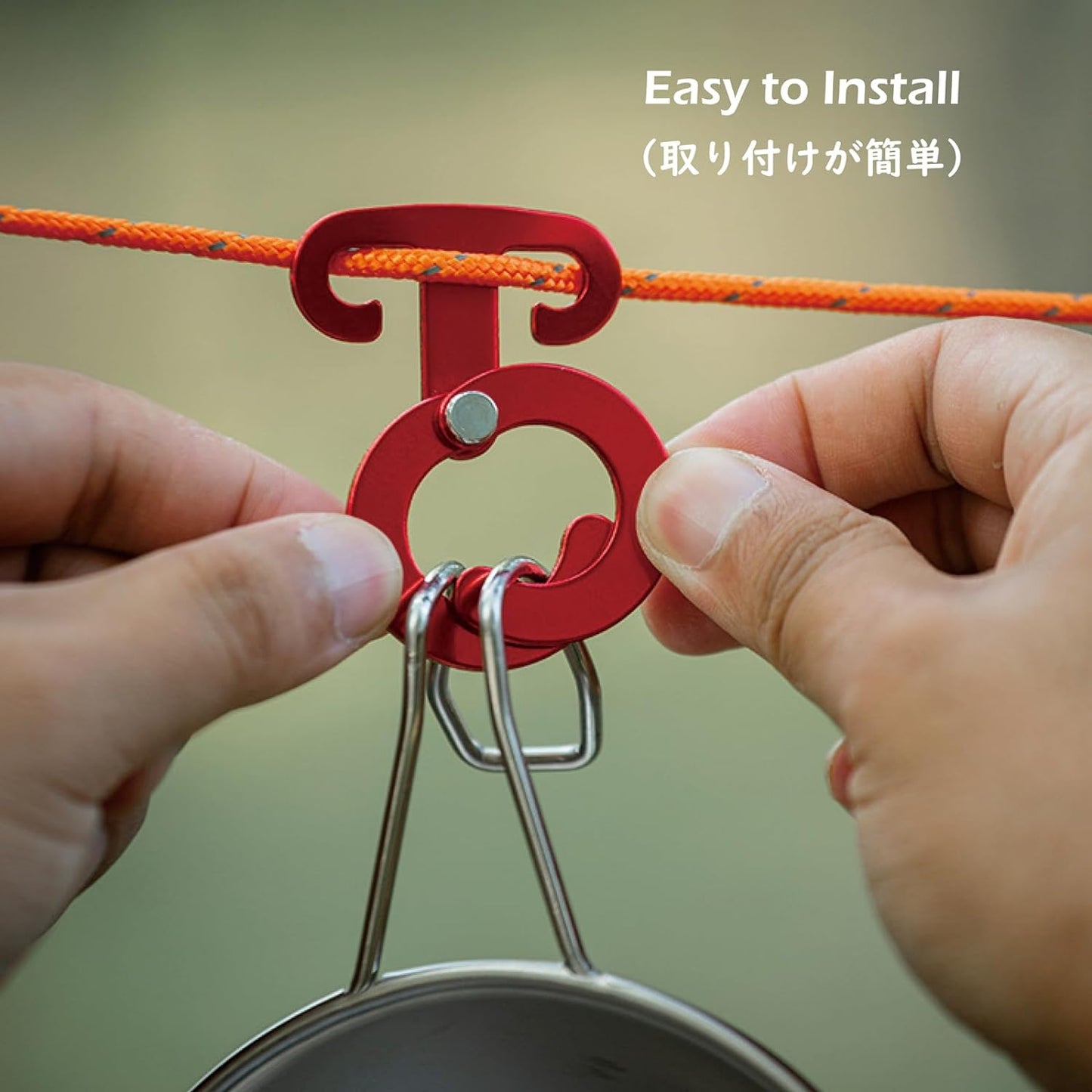 Ultralight Aluminum T-Ring Hooks, Paracord Tension Camp Hooks Guyline Cord Adjuster for Tent Camping Hiking Backpacking Outdoor Activity (Red - 6 Pack)