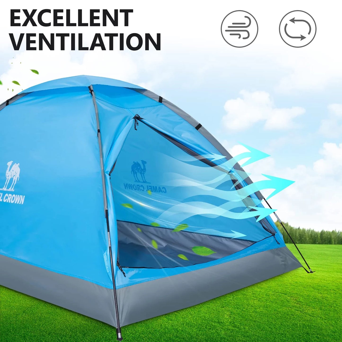 Lightweight 2-Person Camping Tent – Waterproof Dome, Portable Outdoor Emergency Shelter with Easy Setup and Carry Bag (Blue)