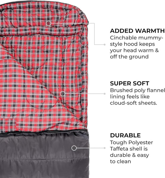 Celsius XXL, -25, 20, 0 Degree Sleeping Bags, All Weather Sleeping Bags for Adults, Camping Made Easy and Warm. Compression Sack Included