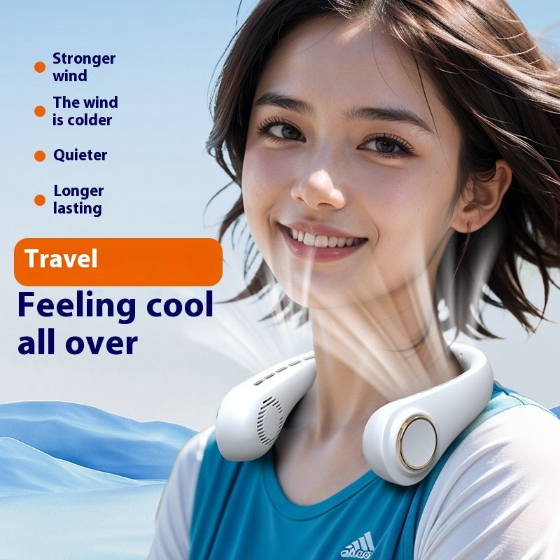 Portable Leaf-free Digital Display Neck Fan