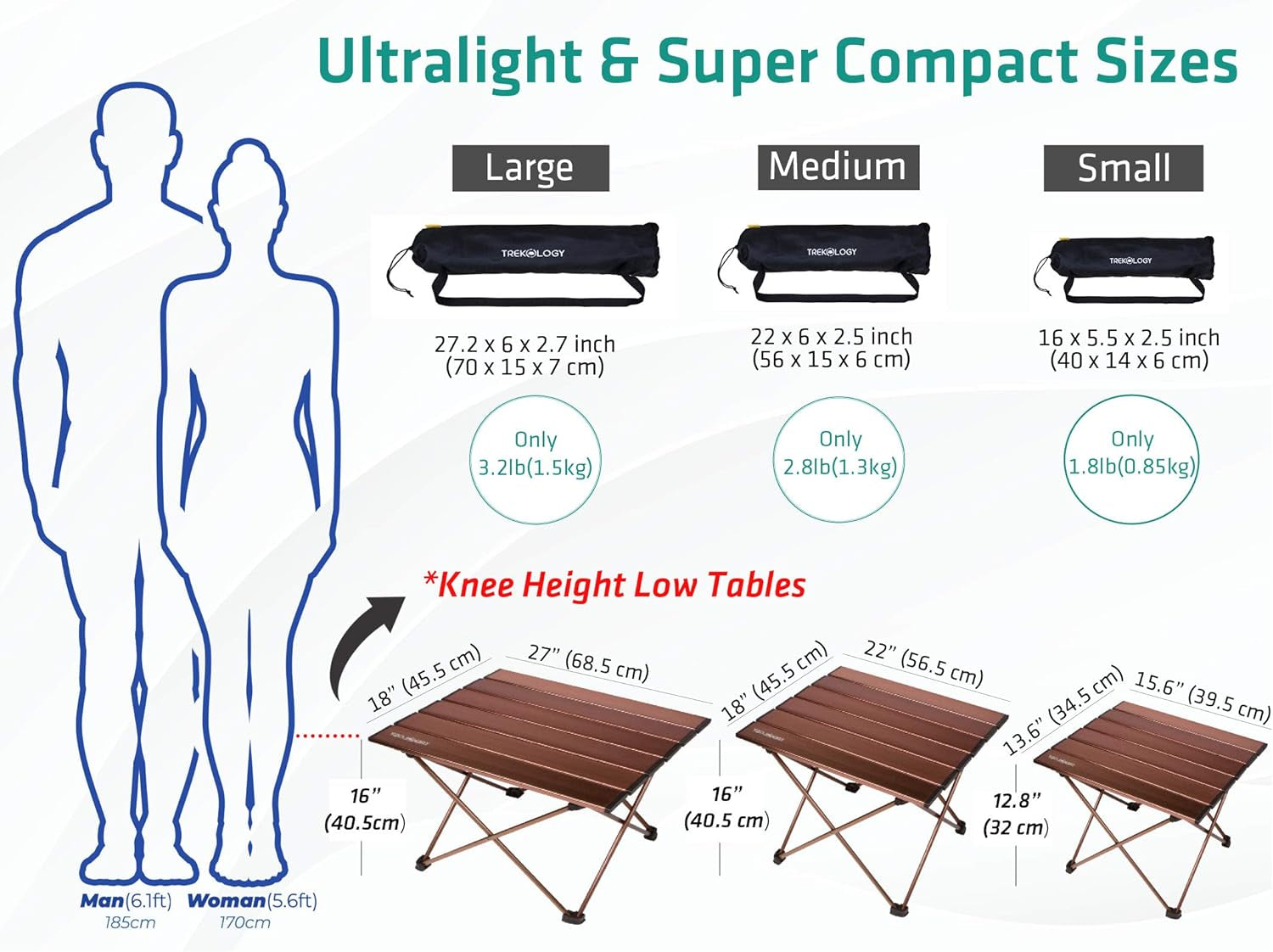 Medium Aluminum Camping Table Brown Foldable Portable