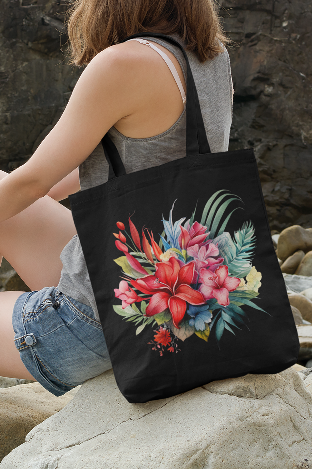 Tropical Flowers - Woven Tote Bag