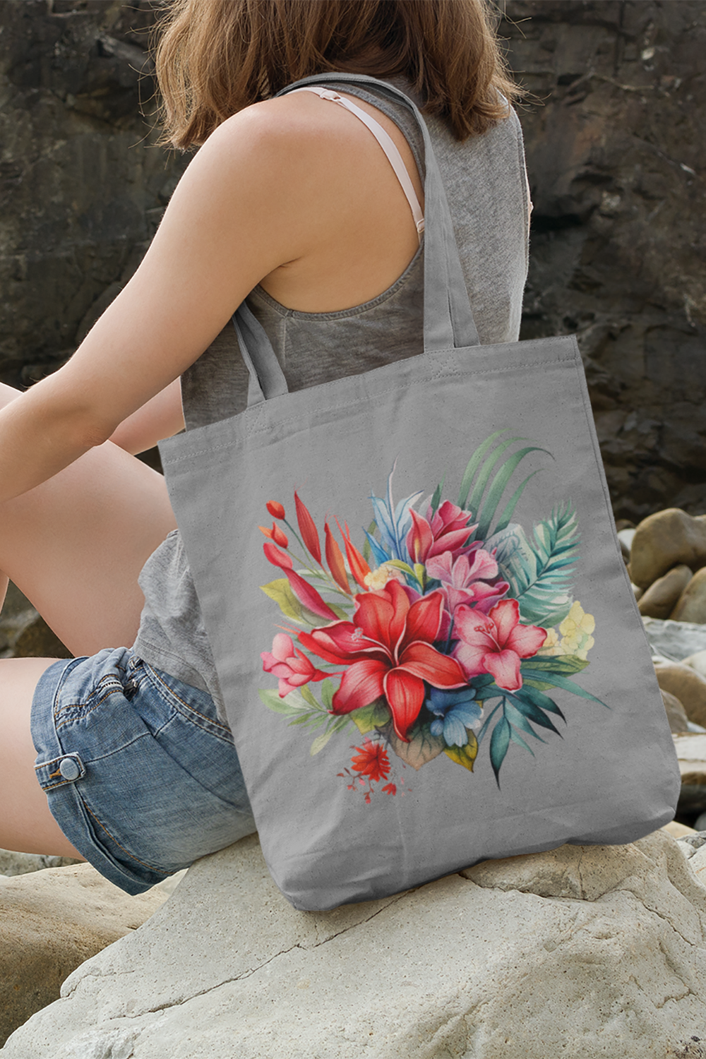 Tropical Flowers - Woven Tote Bag